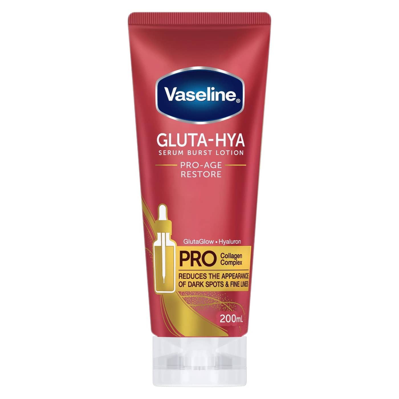 Vaseline Healthy Bright Gluta-Hya Serum Burst Lotion Pro-Age Restore - 200ml (Watsons Malaysia Authentic)